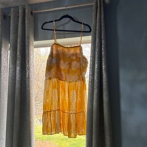 Anthropologie Yellow and White Dress